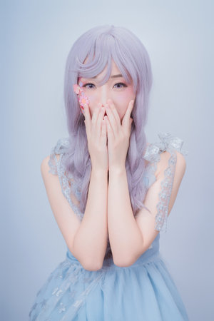 The girl in the blue dressの写真素材