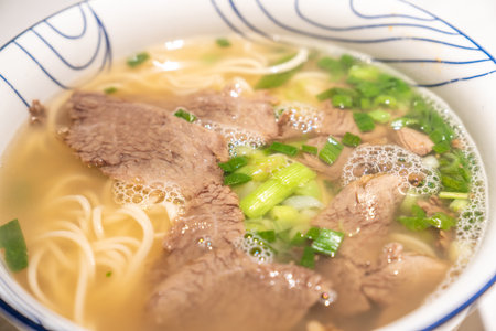 A bowl of delicious Lanzhou beef pulled noodles
