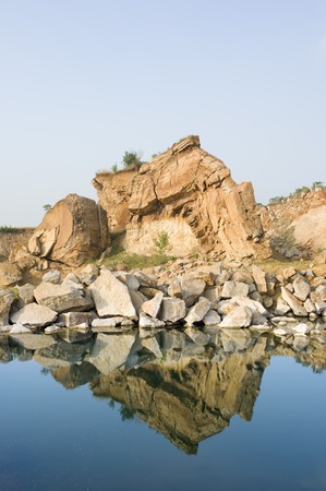 China an abandoned quarry sceneryの写真素材