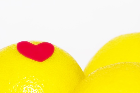 red heart on yellow and white , saturatedの写真素材