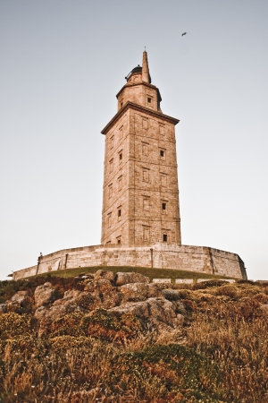 Tower of hercules on the coast of galiciaの写真素材