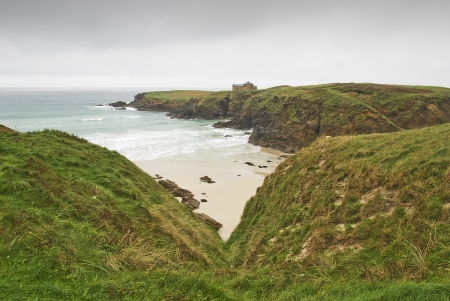 hermitage of Sta Comba on the coast , Atlantic Ocean, Spainの写真素材