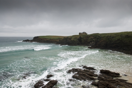 hermitage of Sta Comba on the coast , Atlantic Ocean, Spainの写真素材