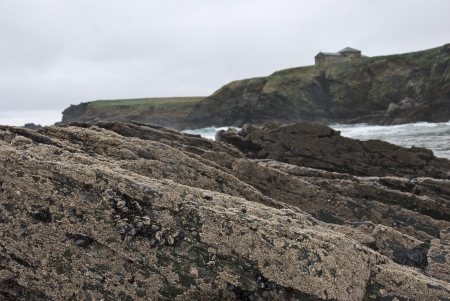 Ermita of Sta Comba on the coast , Atlantic Ocean, Spainの写真素材