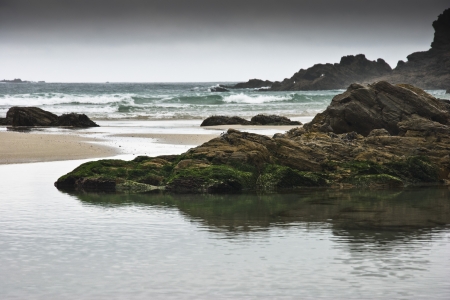 Rocks on the beach of Santa Comba in the Galician coast , Atlantic Ocean, Spainの写真素材