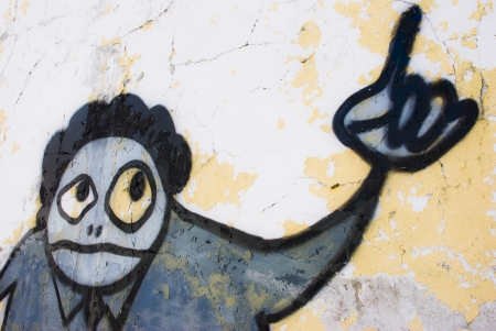 painted onto a wall with spray colorの写真素材