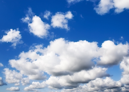 blue sky with white clouds in springの写真素材