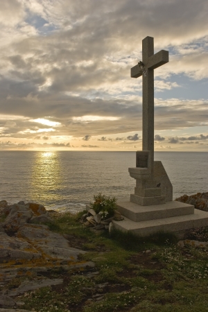 Stone cross on the north coast of Spainの写真素材