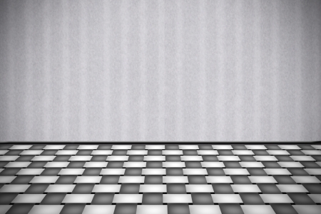Abstract gray background with white checkered floorの写真素材