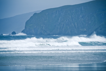 landscape lonely beach day with cloudy skyの写真素材