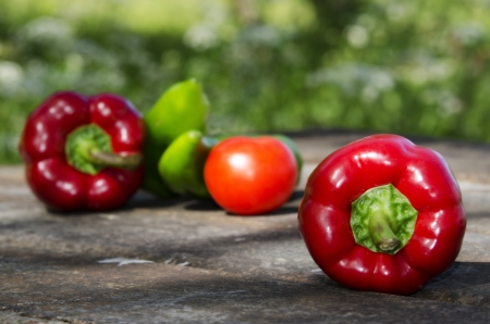 group of vegetables on a table outdoorsの写真素材