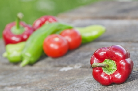 group of vegetables on a table outdoorsの写真素材