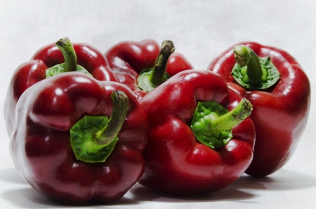 red peppers on white background, natural productの写真素材