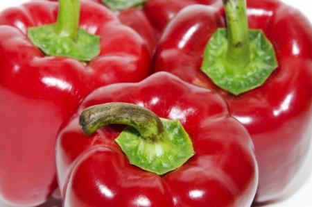 red peppers on white background, natural productの写真素材