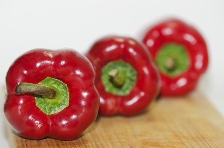 red peppers on white background, natural productの写真素材
