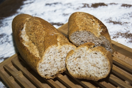 different types of freshly baked artisan breadの写真素材