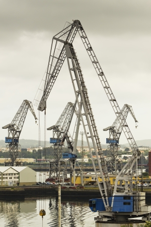 Cranes working at the port in Ferrol, Spainのeditorial素材