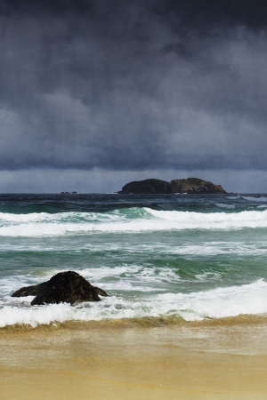 landscape lonely beach day with cloudy skyの写真素材
