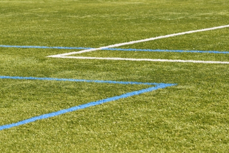 football field lines on artificial grassの写真素材