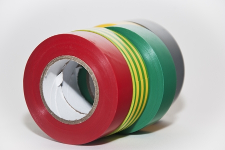 colorful insulating tape on white の写真素材