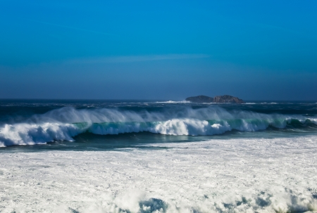 Big waves on the coast of Galicia ( Spain )の写真素材