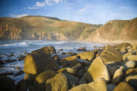 The waves gave off the typical but beautiful blue-ish green of the Atlantic の写真素材