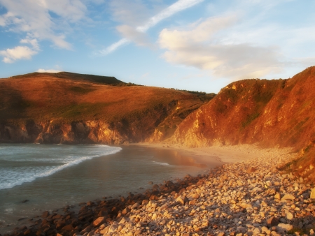 The waves gave off the typical but beautiful blue-ish green of the Atlantic の写真素材