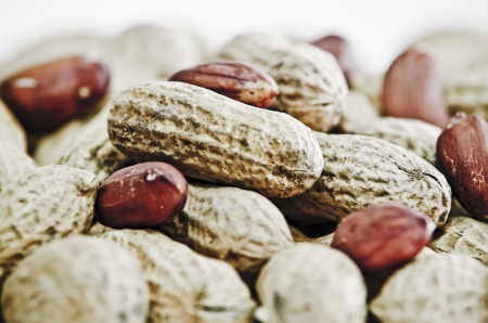 Peanuts snack on white backgroundの写真素材