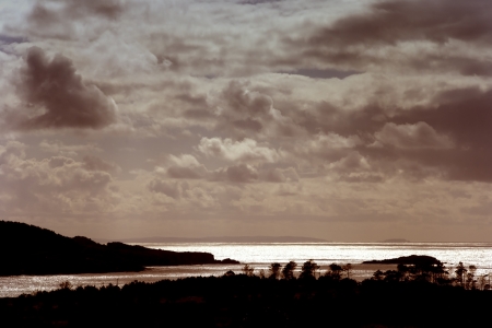 sunset on the coast  Valdoviño  Spain の写真素材