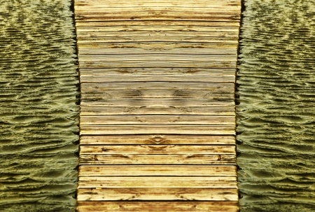 wood and water by drawing a diagonal lineの写真素材