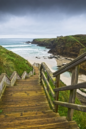 Ermita of Sta Comba on the coast , Atlantic Ocean, Spainの写真素材