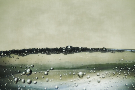 abstract background water bubbles with landscape inside の写真素材