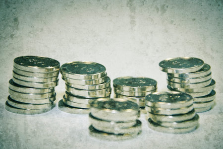 coins on white background close-up shot 