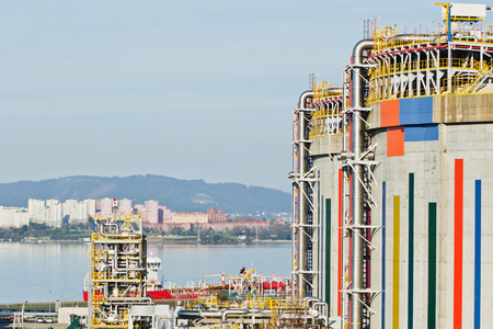 Ferrol, Spain - March 6th, 2014 petrochemical plant detail heavy industry in Ferrol.の写真素材