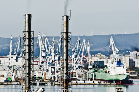 petrochemical plant detail heavy industry in Ferrol.の写真素材