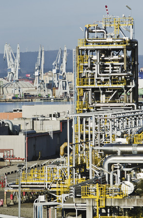 Ferrol, Spain - March 6th, 2014 petrochemical plant detail heavy industry in Ferrol.の写真素材