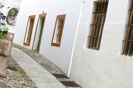 front of the house on narrow streetの写真素材