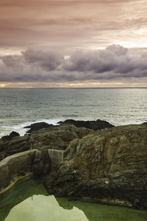 Sunset on the Cantabrian coast of Spainの写真素材
