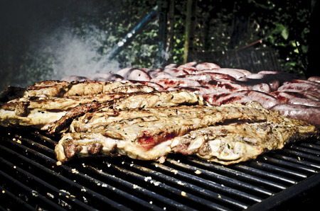 Sausage grilled to perfection on Barbeque の写真素材