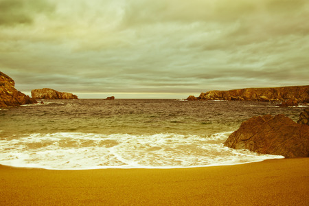 lonely beach on the coast of Galicia   Spain  の写真素材