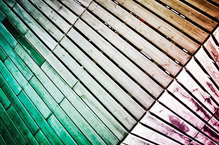 Horizontal lines on the wooden tableの写真素材