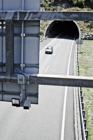 speed control radar behind a traffic signalの写真素材