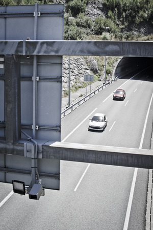 speed control radar behind a traffic signalの写真素材