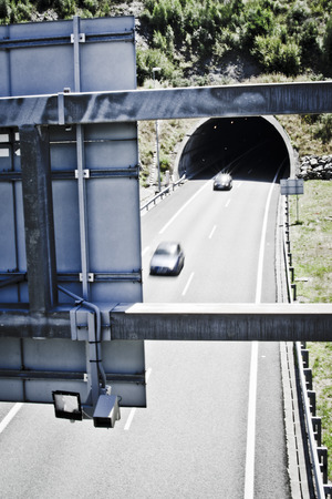 speed control radar behind a traffic signalの写真素材