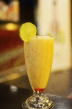 cocktail with lime and iceの写真素材