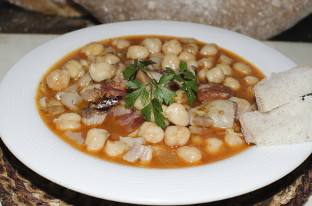 Spanish typical tripe with chickpeas recipeの写真素材