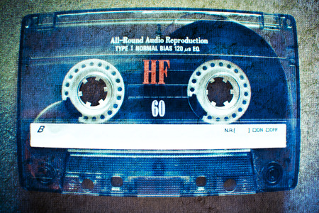 Old Vintage Cassette tape in blue tone.のeditorial素材