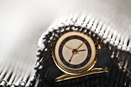 Close-up of a golden watchの写真素材