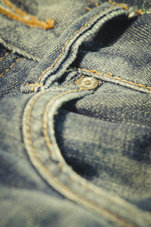 Close up denim blue jeans.の写真素材