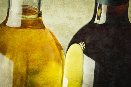 White and red wine bottles.の写真素材